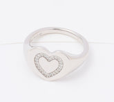 Affinity Rhodium-plated Sterling Silver Heart Signet Ring, Size 6